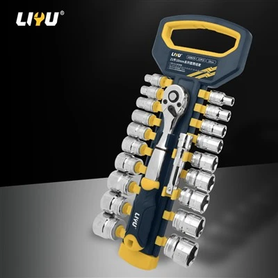 Set nasadnih ključeva industrijske kvalitete 12,5 mm Dafei Sleeve Fast Ratchet Set alata za popravak automobila, 21-dijelni set
