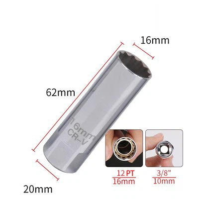 Utičnica za svjećicu 3/8"*16*63 -12pt