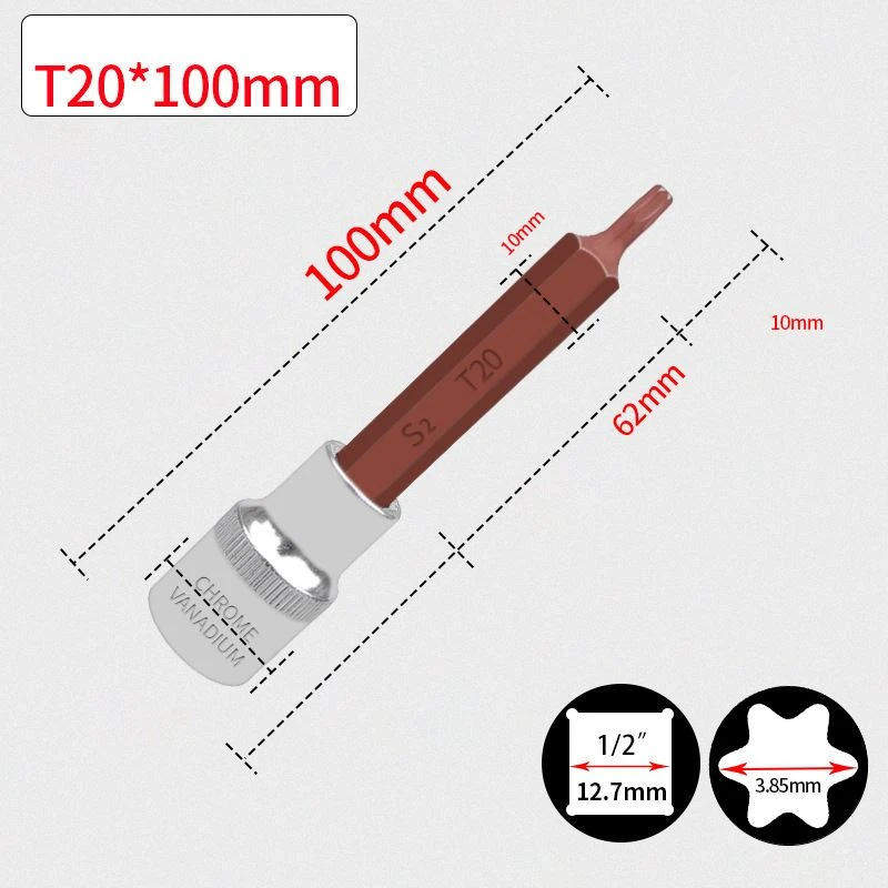 NASTAVNI BIT TORX 1/2" T20 L100MM